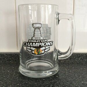 Chicago Blackhawks 2013 NHL Stanley Cup Champions Beer Mug Glass Clear 12 oz